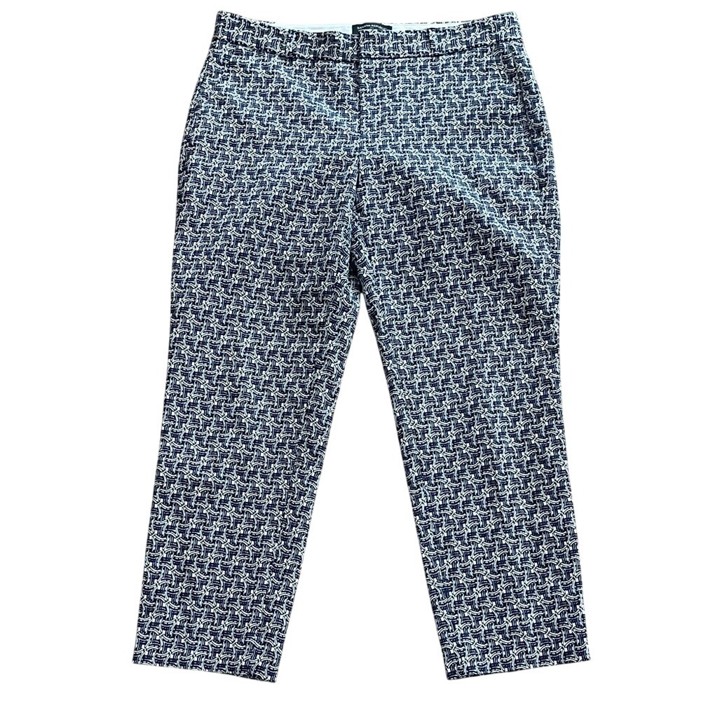 Banana Republic Avery Navy and White Patterned Ankle Pants 8